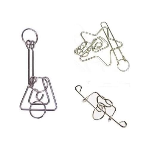 Set of 3PCS IQ Metal Brain Teaser Wire Puzzles Game