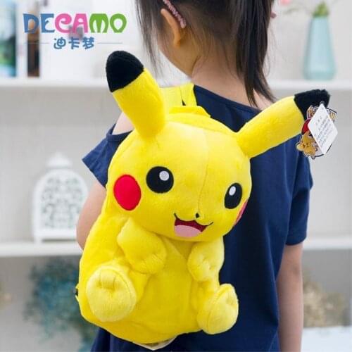 Genuine Pokémon Plush School Backpack For Girl Kawaii Anime Pikachu Stuffed Toys Stitch Doll Soft PP Cotton Birthday Present