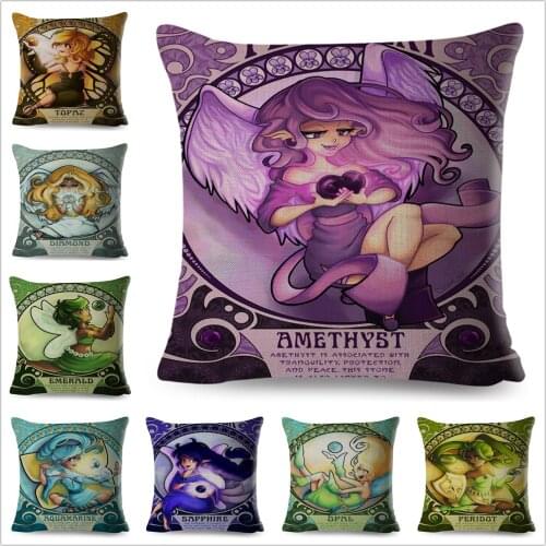 Mucha Style Cushion Cover Decor Colorful Cute Cartoon Month Girl Pillowcase for Sofa Car Home 100% Polyester Pillow Case 45x45cm