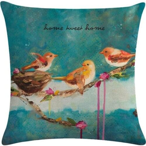 2019 Newly 45x45cm Animal Bird Printed Series Pillowcase Natural Soft Linen Pillow Cushions Dustproof Cover Home Accessories