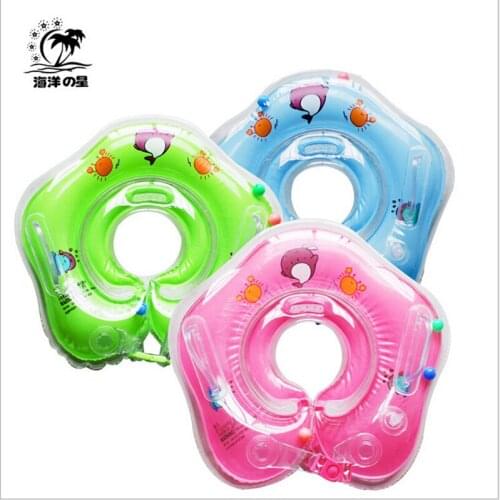 New Infant Baby Lap Swimming Baby Neck Float Rubber Ring Inflatable PVC Swimming Circle Neck Swimtrainer Infant Swim Accessories