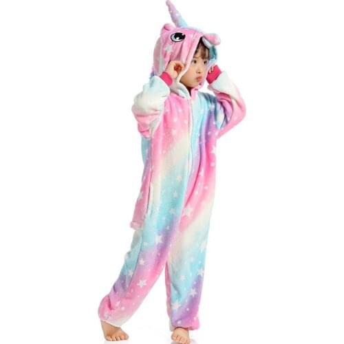 Wholesale Animal Pajamas for Children Cartoon Dinosaur Bear Cat Kigurumi Baby Boys Girls Flannel Sleeper Kids Pyjamas