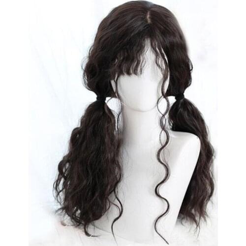 Harajuku Lolita Wig LongCosplay Wigs With Bangs For Women Wavy Wigs Synthetic Hair D711