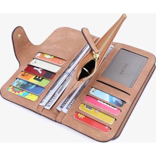 Womens wallet made of leather Wallets Three fold VINTAGE Womens purses mobile phone Purse Female Coin Purse Carteira Feminina