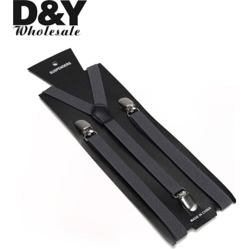 Women MenS Shirt Suspenders For Trousers Pants Holder 1.5cm wide deep grey Clip-on Elastic Braces Slim Suspender Y-back gallus
