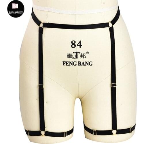 Fetish Black Gothic Garter Belt Body Harness Rave Festival Sexy Lingerie Bondage Stocking Leg Harness Pole Dance Garter