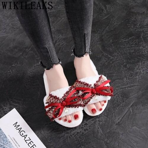 Luxury slippers shoes women bedroom slippers womens flats shoes women fashion ladies plush slippers indoor home chaussure femme