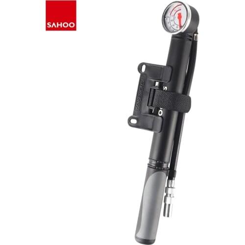 Sahoo 311418 Aluminium Alloy Mountain Road Bicycle Pump Mini Bike Air Tire Pump with Pressure Gauge Reversible Presta & Schrader