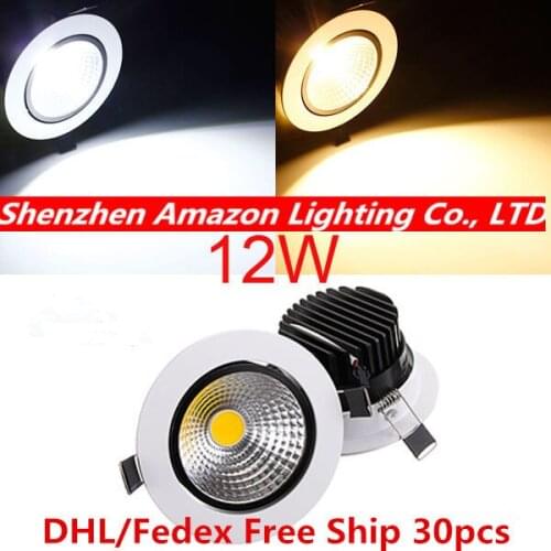 Lowest price!!! 12W COB LED Down Light Recessed LED COB Ceiling Downlight 85-265V 30pcs/lot DHL/Fedex Free shipping