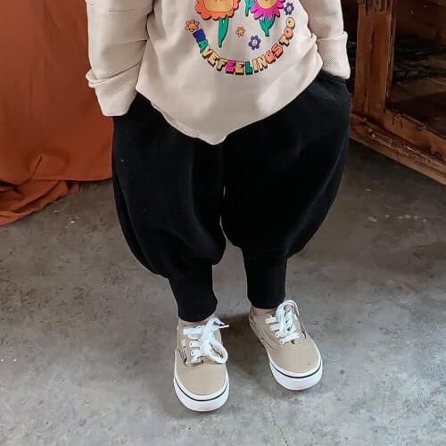 8822 Children Pant 2021 Autumn Cotton Knitted Sweatpants Baby Boys Loose And Simple Lantern Pants Girls Casual Pants Trousers