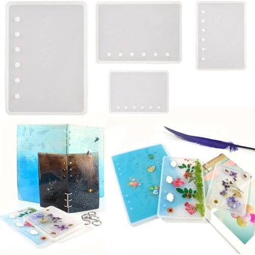 TC192 4pcs Notebook Cover Resin Molds Set Silicone For DIY UV Resin Mould Jewelry Craft Accesorries