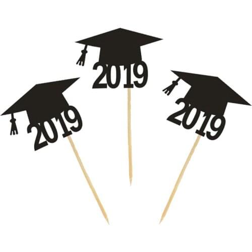 2019 Graduation Cake Topper 5pc/set Bachelor Hat Shape Party Cake Decoration Party Decor DIY Cupcake Toppers