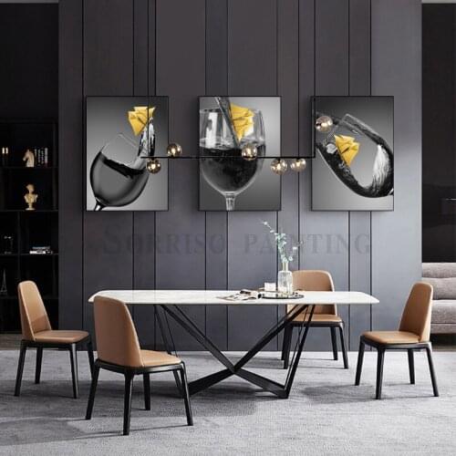 Yellow Sailboat In Wine Glass Modern Dining Room Canvas Painting Nordic Restaurant Bar Wall Art Prints Pictures Home Decor