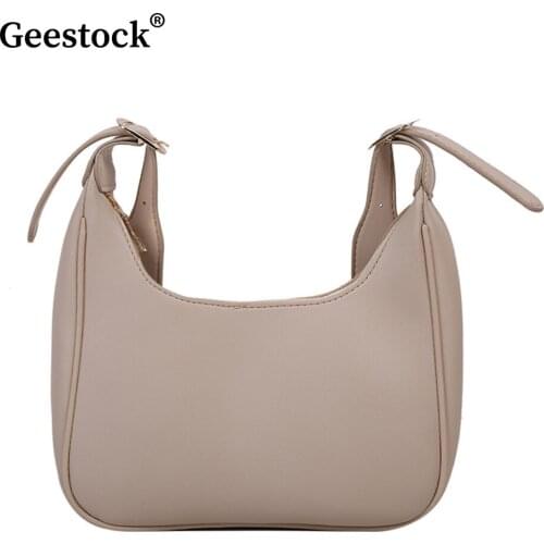 Geestock Summer Crescent Clutches Bag for Women PU Leather Shoulder Bags Handbag Simple Retro Underarm Bag