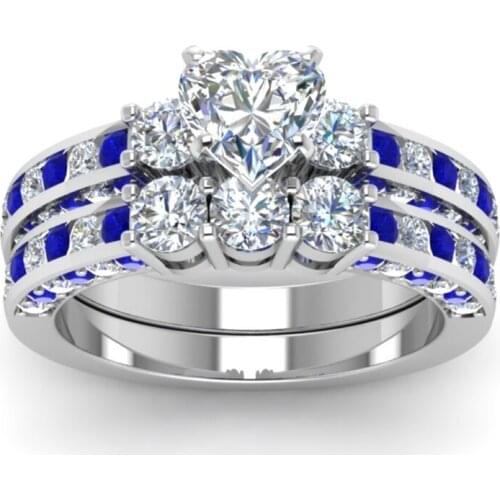 Carofeez Romantic Heart Rings Set For Women Wedding Engagement Bridal Jewelry Cubic Zirconia Stone Ring Jewelry Accessories Gift