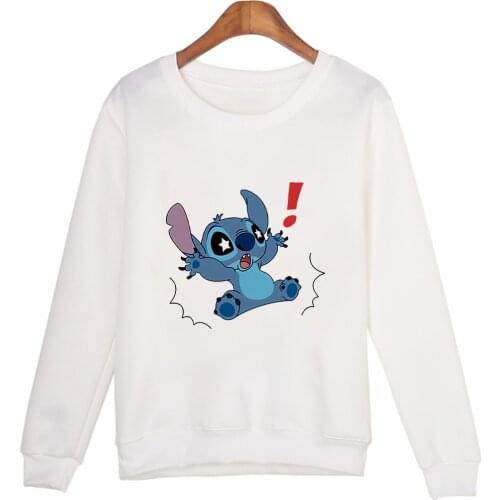 Disney Women Spring And Autumn Cartoon Loose Sweatshirt Woman Stitch Print Casual Pullover Female Clothes Dropship Shirts
