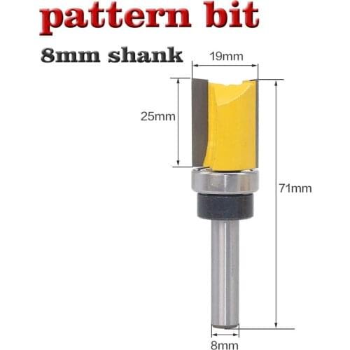 1PC 8mm Shank Template Trim Hinge Mortising Router Bit Straight end mill trimmer cleaning flush trim Tenon Cutter forWoodworking