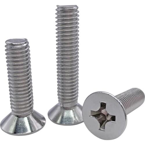 10/50 M2 M2.5 M3 M3.5 M4 M5 M6 M8 A2-70 304 Stainless steel GB819 Cross Phillips Flat Countersunk Head Screw Bolt Length 3-100mm