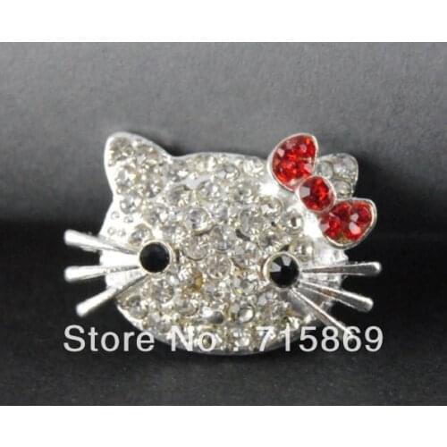 100 pcs 25x20mm Silver tone Crystal Cat Bracelet Connector Charms beads diy connector beads