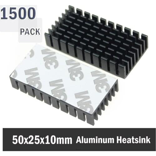 1500Pcs Gdstime 50*25*10mm Heatsink Aluminum Black Anodize Heat Sink Cooler computer Power Transistor IC LED Semiconductor