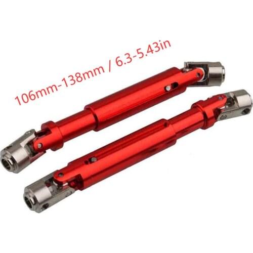 RCTOYFUN 2pcs Red Metal 106-138mm Universal Drive Shaft Upgrade Remodel Accessories For 1/10 RC SCX10 D90 RC4WD HSP94180 180011