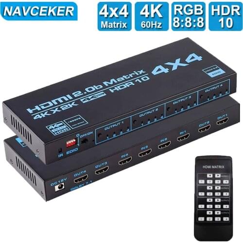 4x4 HDMI-compatible Matrix Switch Splitter with SPDIF & L/R 3.5mm HDR HDMI-compatible Switch 4x2 Support HDCP 2.2 ARC 3D 4K@60Hz