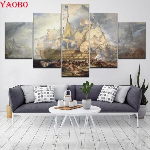 5D DIY Diamond Painting 5pcs "Battle Of Trafalgar British Royal Navy" Cross Stitch beads Embroidery Diamond mosaic rhinestones