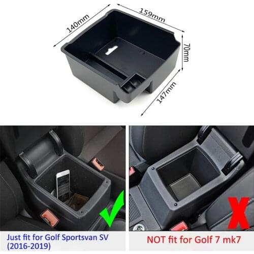 Car Styling Accessories Central Armrest box Storage Tray Glove Box Pallet Case For Volkswagen Golf Sportsvan SV 2016-2019