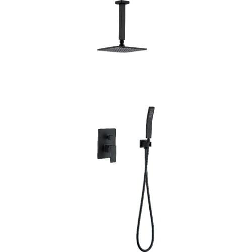 Free ship modern Black Finish Solid Brass wall mounted Ceiling Rainshower & Hand Shower ,1.5CM Shower Hose Set