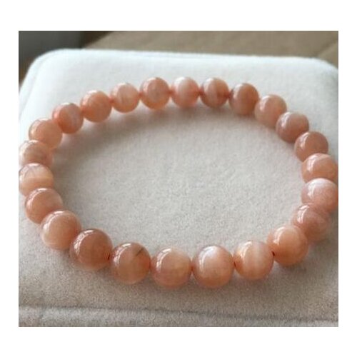 Free shipping 7-7.6mm Natural Orange Moonstone Sunstone Strong Light Crystal Beads Bracelet AAA