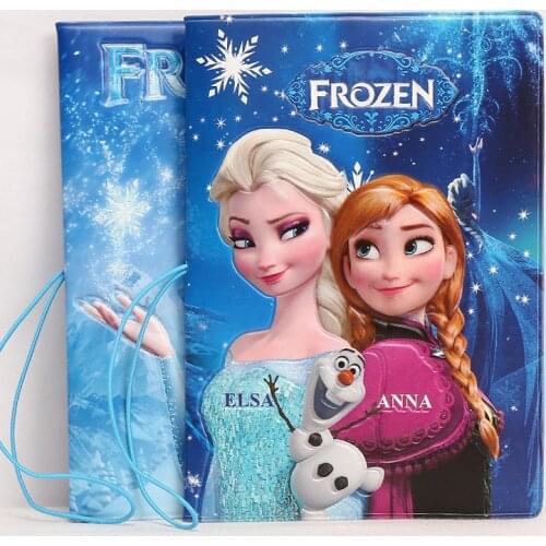 Disney princess Frozen ELSA Female male Passport Case 3D ID Holder Card Passport set purse coin cartoon cute travel wallet