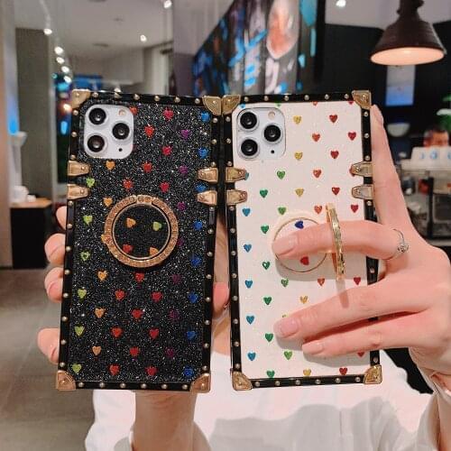 Square Bling Sequins Love Heart Wristband Stand Case For Samsung A12 A20e M51 A21 A71 A51 5G A11 A10E A21S A60 M40 A40 M31 Cover