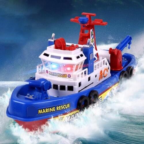 Kids Music Light Water Spray Electric Marine Rescue Fire Boat Model Education Toy