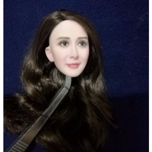12" Female Figure Custom Head Sculpt 1/6 Asian Girl Black Long Hair Model Toys For 12'' Action Figure Body Accessory