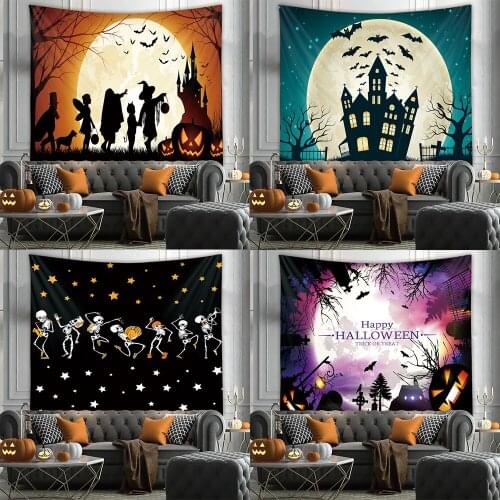 Halloween Photo Pumpkin Head Flying Bats Under Moonlight Backdrops Party Decorations Background Photography Studio Props
