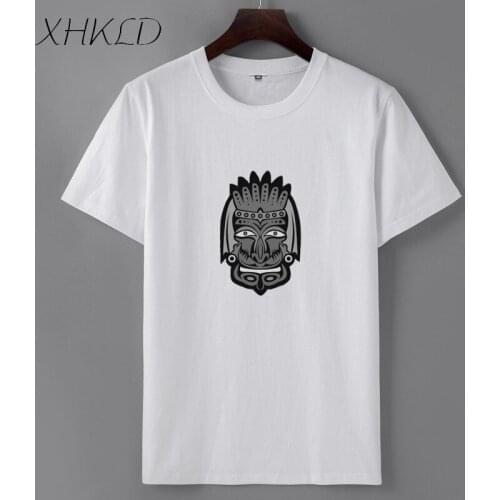 XHKLD Cotton T Shirt Mens Black White tees Summer Skateboard Hip hop Tops o-neck Short Sleeve loose Camisetas Hombre Camisa