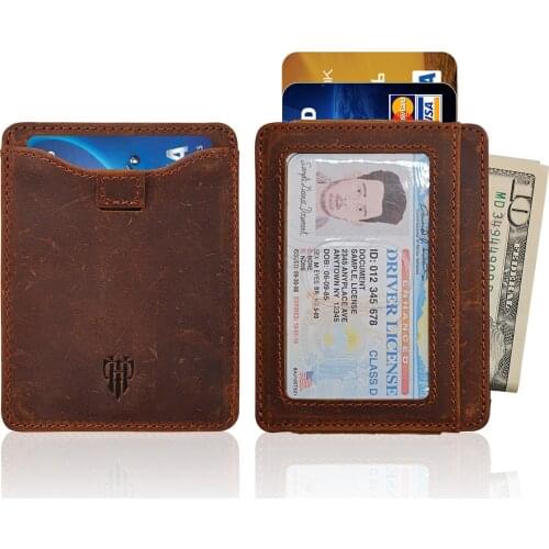 2020New Slim Men Wallet RFID ID Credit Card Holders PU Leather Pull Card Wallet Mini Purse Portable Cash Card Holder