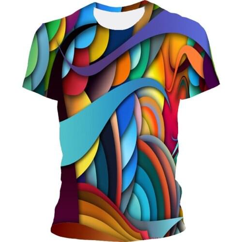 Summer new casual abstract vision 3D design T-shirt fashion T-shirt quick-drying 3D printing round neck short-sleeved T-shirt