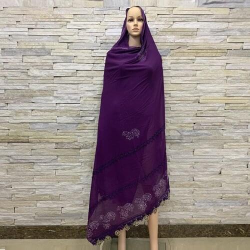 Muslim Womens Silky Embroidered Solid Color Scarf Shawl, Outdoor Womens Wrap-around Turban, Large Size 210x100 cm BF-145