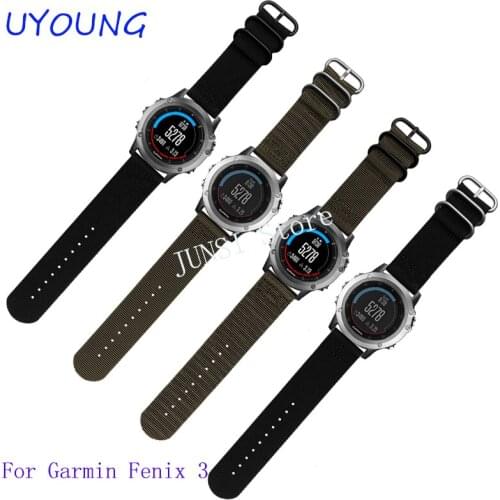 Nylon Watch Band 26mm Luxury Nylon Strap 5 Ring Watch Replacement Band For Garmin Fenix 3 Black Green wwatchband
