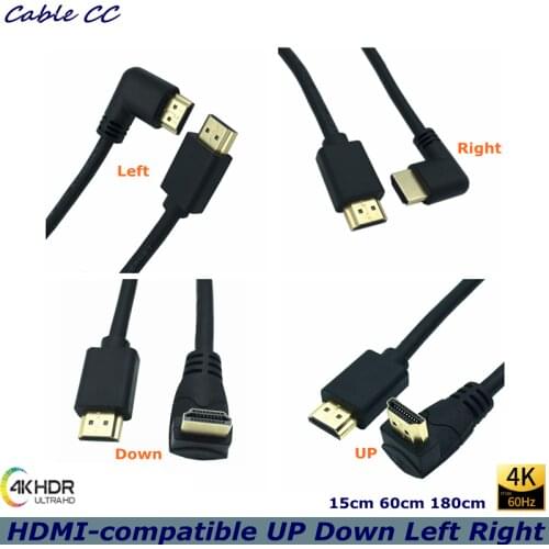 New 4k*2k 60HZ Resolution HDMI-compatible Cable 90 Degree Angle HDMI to HDMI Cable, Version 2.0 HD Computer Video Cable