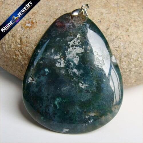 Fashion Women Man Necklace Pendant Big Natural Moss Agates Stone Pendant Slide Healing Crystals Pendant for Jewelry Making GS406