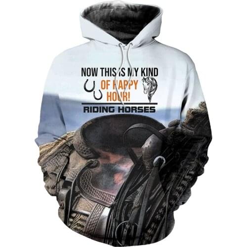 Happy time in saddle 3D is full of printed casual beach sweatshirt with men and women printed on it Zipper NEW Hoodie