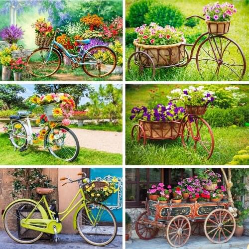 QIZITENG Diy Daimond Painting Accesories Bicycle Square / Round Diamond Mosaic Flower Rhinestone Embroidery Home Decoration