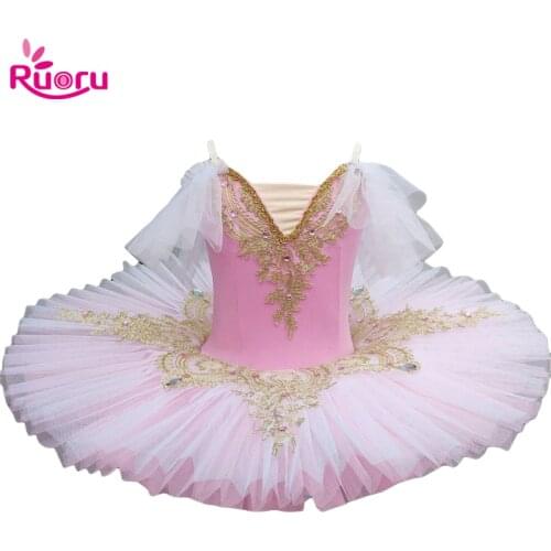 Ruoru Ballerina Dress Kids Dance Wear Pancake Tutu Pink Blue Color Ballet Dress Skirt Kids Costume Children Dresses Ballet Tutu