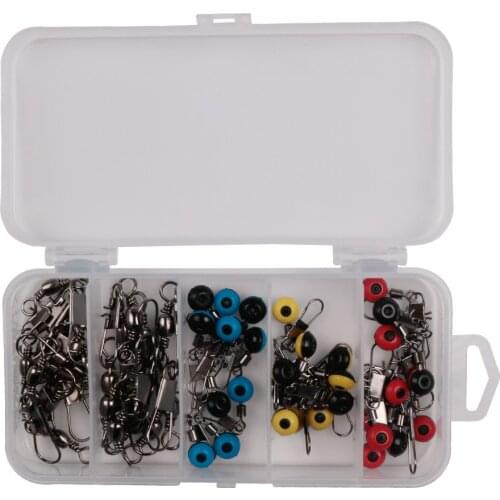 50Pcs/Set Fishing Line Hook Swivels Shank Clip Connector Interlock Snap Sea Space Beans Lure Fishing Hooks Connector Floater