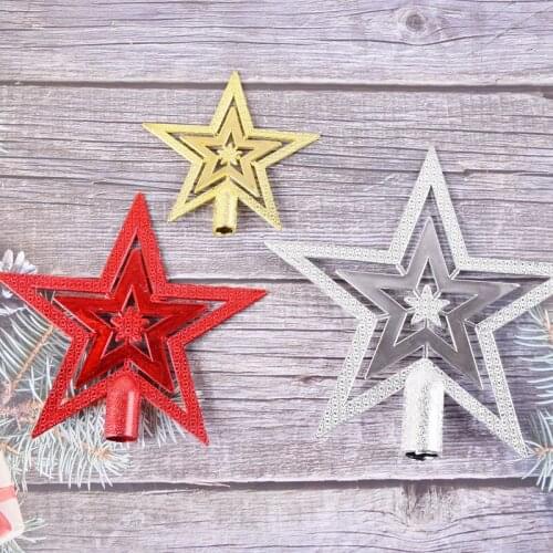Christmas Tree Topper Sparkle Stars 3D Pentagram Hanging Xmas Decoration Ornament Christmas Tree Decor Supplies Gift New Year
