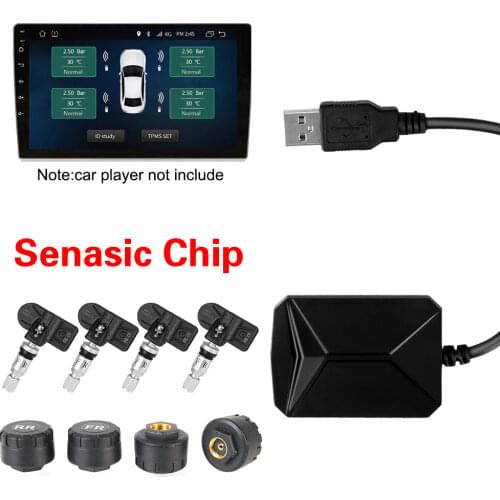 USB Android Car TPMS Tire Pressure Monitoring System Android Navigation Alarm System Auto Wireless Transmission With 4 Sensors