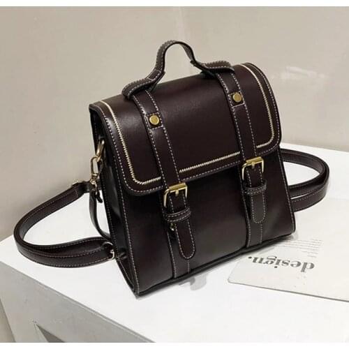 Vintage women messenger bags pu leather female shoulder bag small ladies Totes 2020 new Multifunction schoolbag bagpack handbag