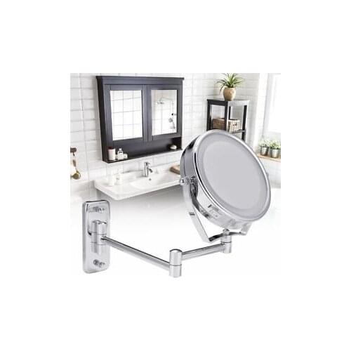 6 Inch 1X / 7X Double Side Bathroom Shaving Mirror Led Cosmetic Makeup Mirror Adjustable Wall Mounted Dual Arm Extend